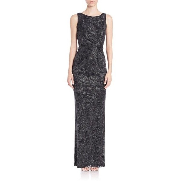 Gathered Swirl-Pattern Sparkle Calvin Klein Gown - Picture 3 of 11